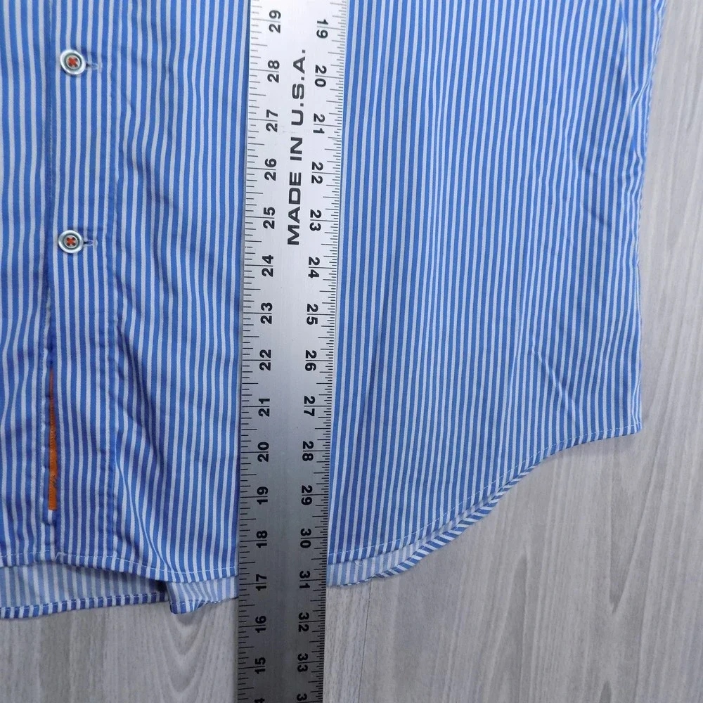 Robert Graham Tailored Fit Shirt Mens 3XL Blue Striped Button-down EUC